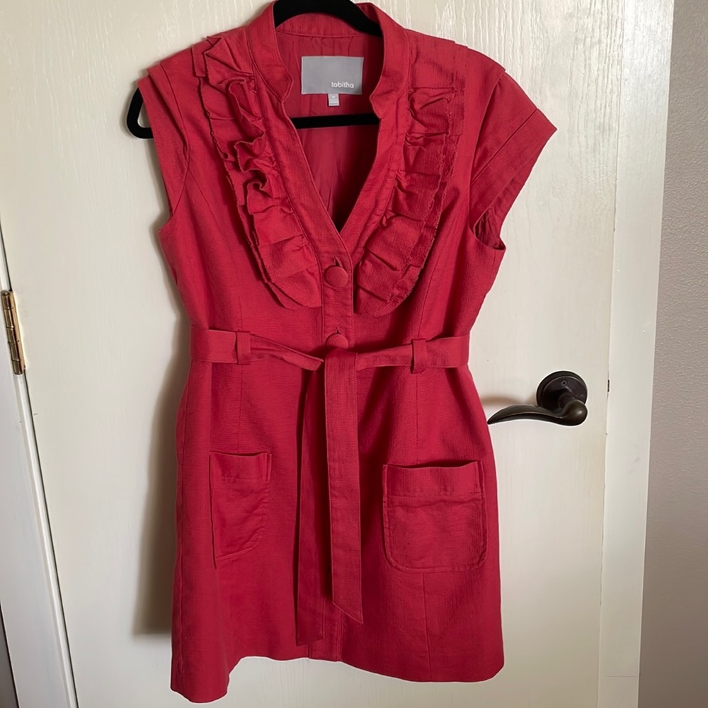 Anthropologie Tabitha M gorgeous tomato red dress. So many lovely details.